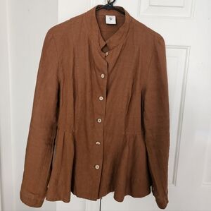 Son de Flor Terracotta/brown Button-Up Peplum Jacket Size Large.